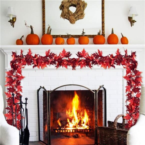 2 Pack Fall Garland Maple Leaf, 5.9Ft/Piece Hanging Vine Garland - Picture 7 of 8